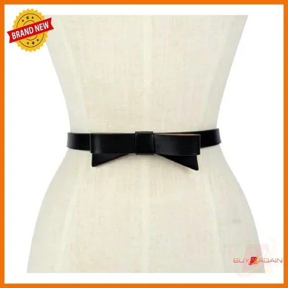 Leather Bow Belt Adjustable Pinhole Closure Formal Casual Accessory